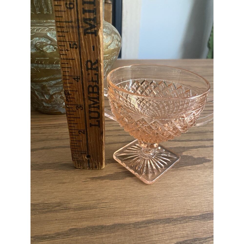 Vintage Pink Glass Sugar Bowl ‘Miss America’ Anchor Hocking Diamond Pattern - Picture 4 of 6